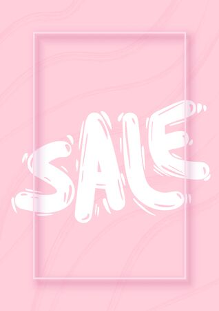 Sale banner.Hand drawn text with frame. Vector illustration.のイラスト素材