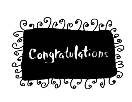 Congratulation ink handwritten text. Emblem with quote.  Vector illustration.のイラスト素材