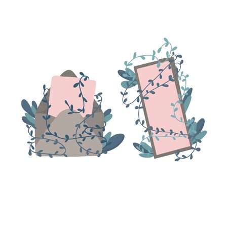 Message concept. Open mail envelop and phone screen with text. Vector illustration.のイラスト素材