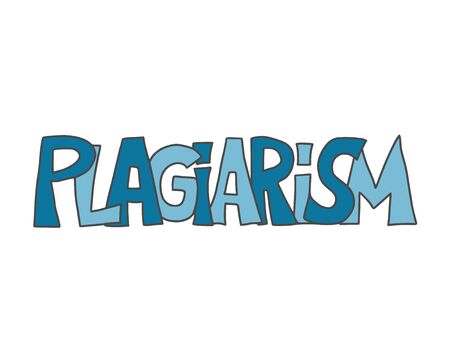 Plagiarism emblem. Hand drawn text isolated on white background. Vector illustration.のイラスト素材