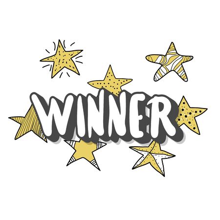 Winner text with stars shape. Vector illustration.のイラスト素材