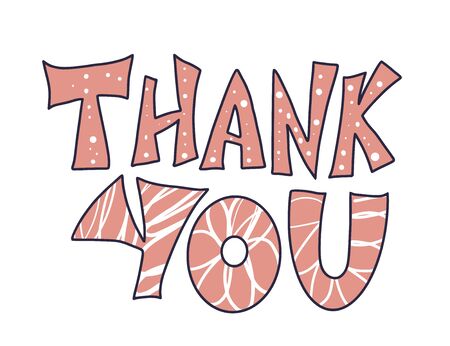 Thank you quote isolated on white background. Hand drawn phrase in doodle style. Vector illustartion.のイラスト素材