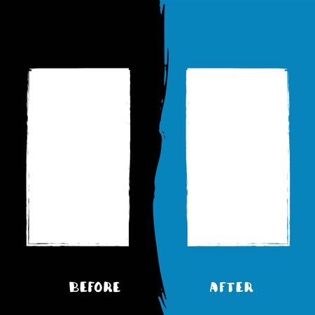 Before and After template. Comparison card with copy space. Vector illustartion.のイラスト素材