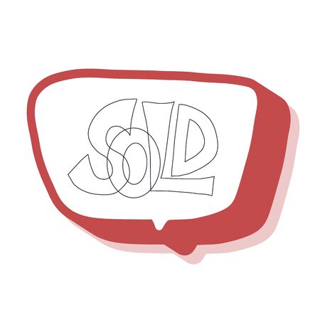 Sold text with speech bubble isolated. Vector stylized lettering illustration.のイラスト素材