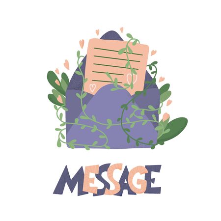 Message concept. Open mail envelop and phone screen with text. Vector illustration.のイラスト素材