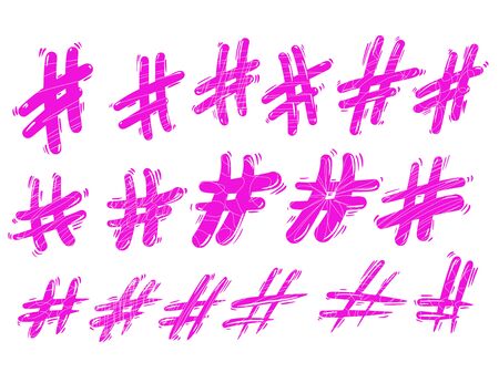 Set of hashtag or number sign isolated on white background. Social media hash tag symbols...