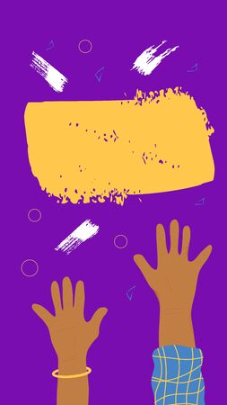 Poster template with hand. blank for banner. Vector illustartion.のイラスト素材