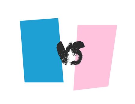 VS screen. Versus sign on divided background. Decorative battle cover with lettering. Vector illustration.のイラスト素材