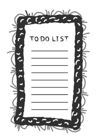 To do list template. Hand drawn reminder blank with copy space for text. Vector illustration in doodle style. のイラスト素材