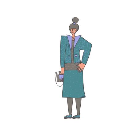 Smiling girl standing isolated on white background. Snappy dressed woman. Vector  illustartion.のイラスト素材