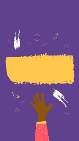 Poster template with hand. blank for banner. Vector illustartion.のイラスト素材