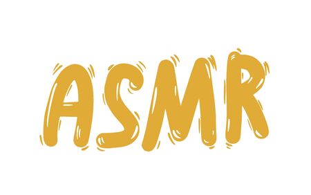 ASMR acronym. Autonomous Sensory Meridian Response text. Stylized  hand drawn letters isolated on white background. Vector illustartion.のイラスト素材