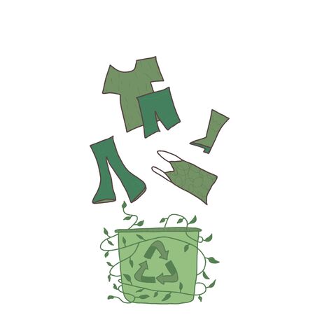 Recycle symbol. Recycling of clothes sign isolated on white background. Zero waste concept. Vector eco friendly emblem.のイラスト素材