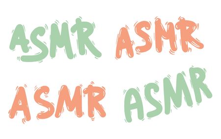 ASMR acronym phrases set. Autonomous Sensory Meridian Response text collection. Stylized  hand drawn lettering. Vector illustartion.のイラスト素材