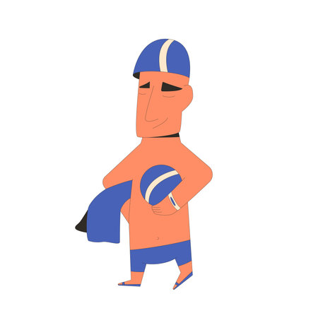 Swimmer isolated on white background. Cute sportsman. Vector flat illustration.のイラスト素材