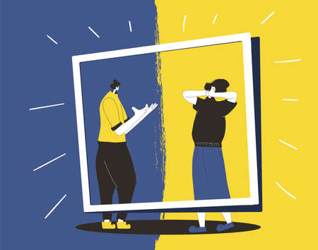 Conflict. Adult man vs woman concept. Pair of people during argument. Quarrel concept. Bad...