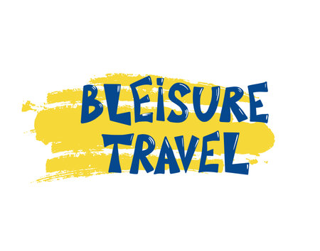 Bleisure travel quote emblem. Combining business travel and leisure time phrase. Work life balance. Vector flat illustration.のイラスト素材
