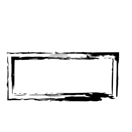 Rectangle grunge frame isolated on white background. Black ink border. Vector illustration.のイラスト素材