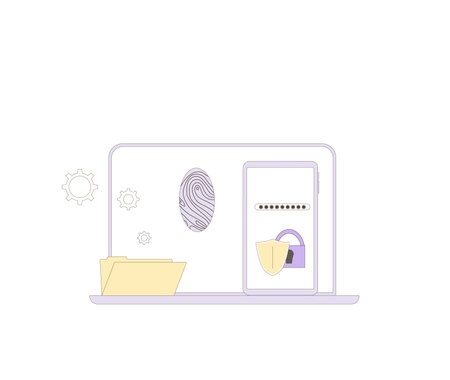 Cyber insurance. Personal and financial data protection concept. Cybercrime risk protection. Vector illustration.のイラスト素材