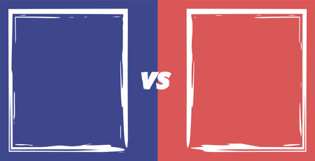 Versus comparison background. Vs template. Decorative battle cover with frames. Vector color illustration with divider and copy space for contestants.のイラスト素材