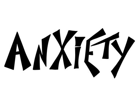 Anxiety handwritten lettering. Mental health text. Vector illustration. Poster vector template with quote. simple black design.のイラスト素材
