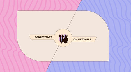 Versus retro template. Vs groovy poster. Battle cover with emblem and empty banner for contestants names. Vector illustration with copy space.のイラスト素材