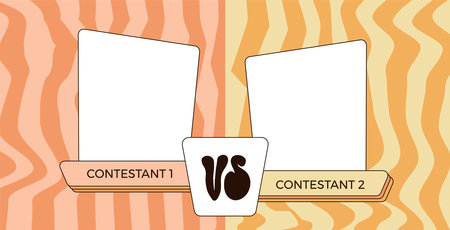 Versus retro template. Vs groovy poster. Battle cover with emblem and empty banner for contestants names. Vector illustration with copy space.のイラスト素材