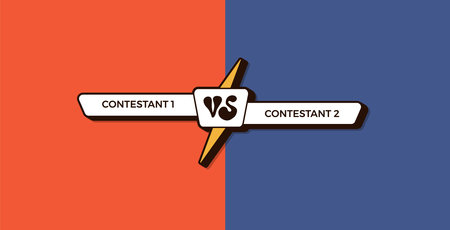 Versus comparison template. Vs poster Battle cover with emblem and empty banner for contestants...