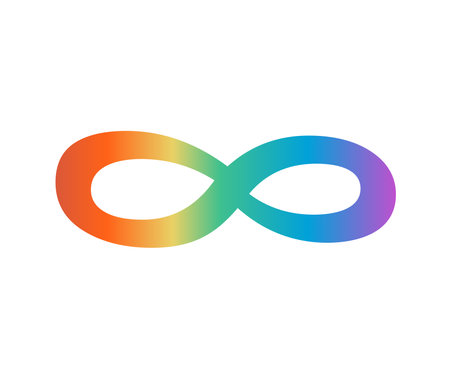 Neurodiversity colorful sign. Infinity symbol isolated on white background. Vector flat illustrationのイラスト素材