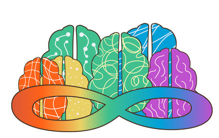 Neurodiversity symbol. Brainstorming, creative thinking sign. Colorful human minds and infinity...