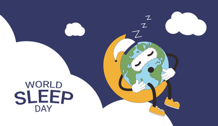 World sleep day greeting card. Vector illustration.のイラスト素材
