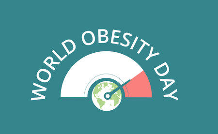 World obesity day banner template. Vector flat illustration.のイラスト素材