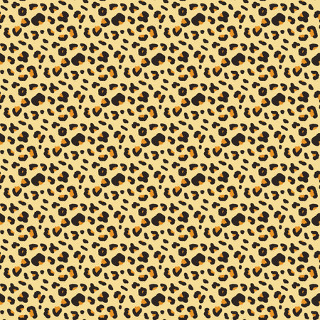 Leopard seamless pattern. Animal skin fur print endless background. Exotic arch wild repeat cover. Stylized spots simply loop ornament. Vector flat hand drawn illustration.のイラスト素材