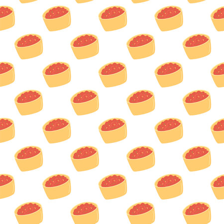 Salsa sauce seamless pattern. Traditional Mexican cuisine simple repeat background. Salsa rojo red endless cover. Vector flat illustration.のイラスト素材