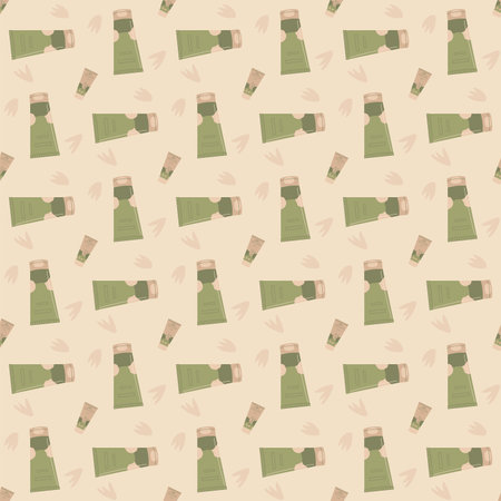 Skincare beauty seamless pattern. Cosmetics cream repeat cover. Moisturizing face products endless background. Flat vector illustration.のイラスト素材