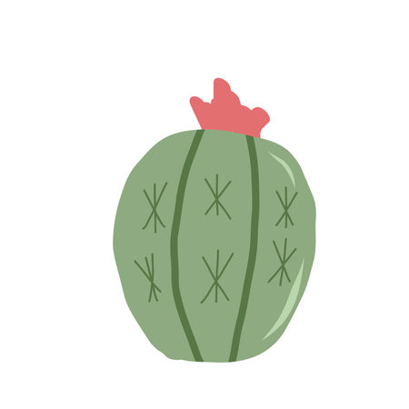 Prickly pear cactus isolation on white background. Mexican cacti. Exotic plant Vector flat illustrationのイラスト素材