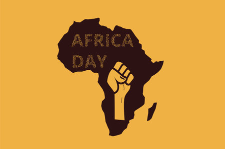Africa Day Illustration with Africa map silhouette banner. Celebration design card template. African Liberation May 25. Vector flat backgroundのイラスト素材