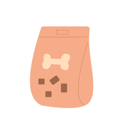 Dog dry food isolated on white background. Pet and domestic animal feed. Vector flat illustration.のイラスト素材