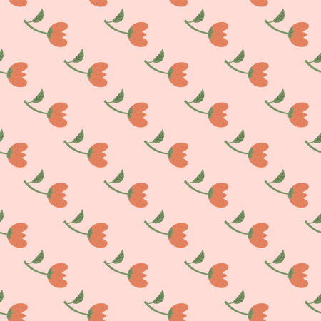 Flowers seamless pattern. Red wildflowers endless background. Summer pink meadow repeat cover....