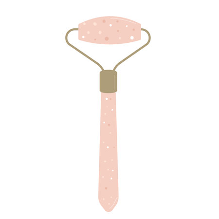 Gua sha beauty procedure roller tool. Facial massage routine element. Skincare spa scraping. Vector flat illustration isolated on white backgroundのイラスト素材