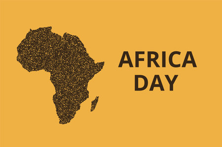 Africa Day Illustration with Africa map silhouette banner. Celebration design card template. African Liberation May 25. Vector flat backgroundのイラスト素材
