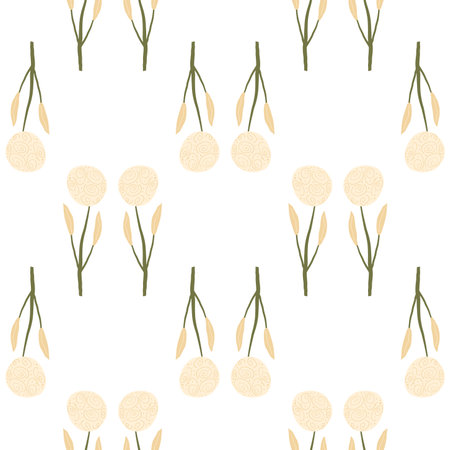 Abstract flowers seamless pattern. Floral geometric hand drawn endless background. Botanical doodle cover. Vector flat illustration.のイラスト素材