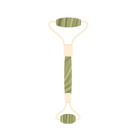 Gua sha beauty procedure roller tool. Facial massage routine element. Skincare spa scraping. Vector flat illustration isolated on white backgroundのイラスト素材