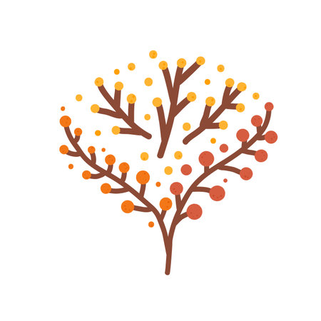 Autumn berry branch isolated on white background. Fall forest shapes composition. Vector hand drawn illustration.のイラスト素材