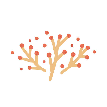 Autumn berry branch isolated on white background. Fall forest shapes composition. Vector hand drawn illustration.のイラスト素材