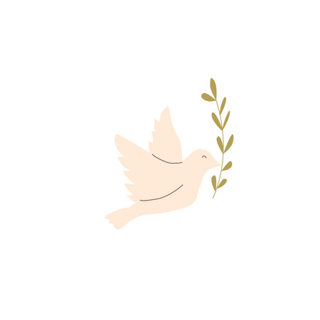 Dove of peace isolated on white background. Vector hand drawn illustrationのイラスト素材
