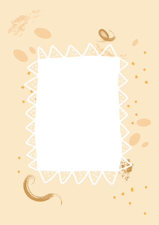 Autumn simple background with frame. Banner and invitation template with border and copy space. Vector flat illustration.のイラスト素材