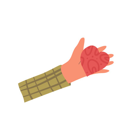 Hands holding heart shape. Palm with charity and kindness symbol. Vector hand drawn flat collection illustration isolated on white background.のイラスト素材