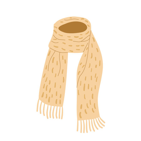 Scarf isolated on white background. Warm cozy accessory. Vector hand drawn illustrationのイラスト素材