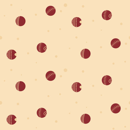 Cricket ball seamless pattern. Sport game equipment endless background. Vector hand drawn flat illustration.のイラスト素材